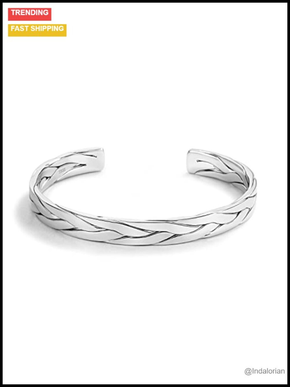 925 Sterling Silver Open Bangle Bracelet Adjustable Unisex Gift